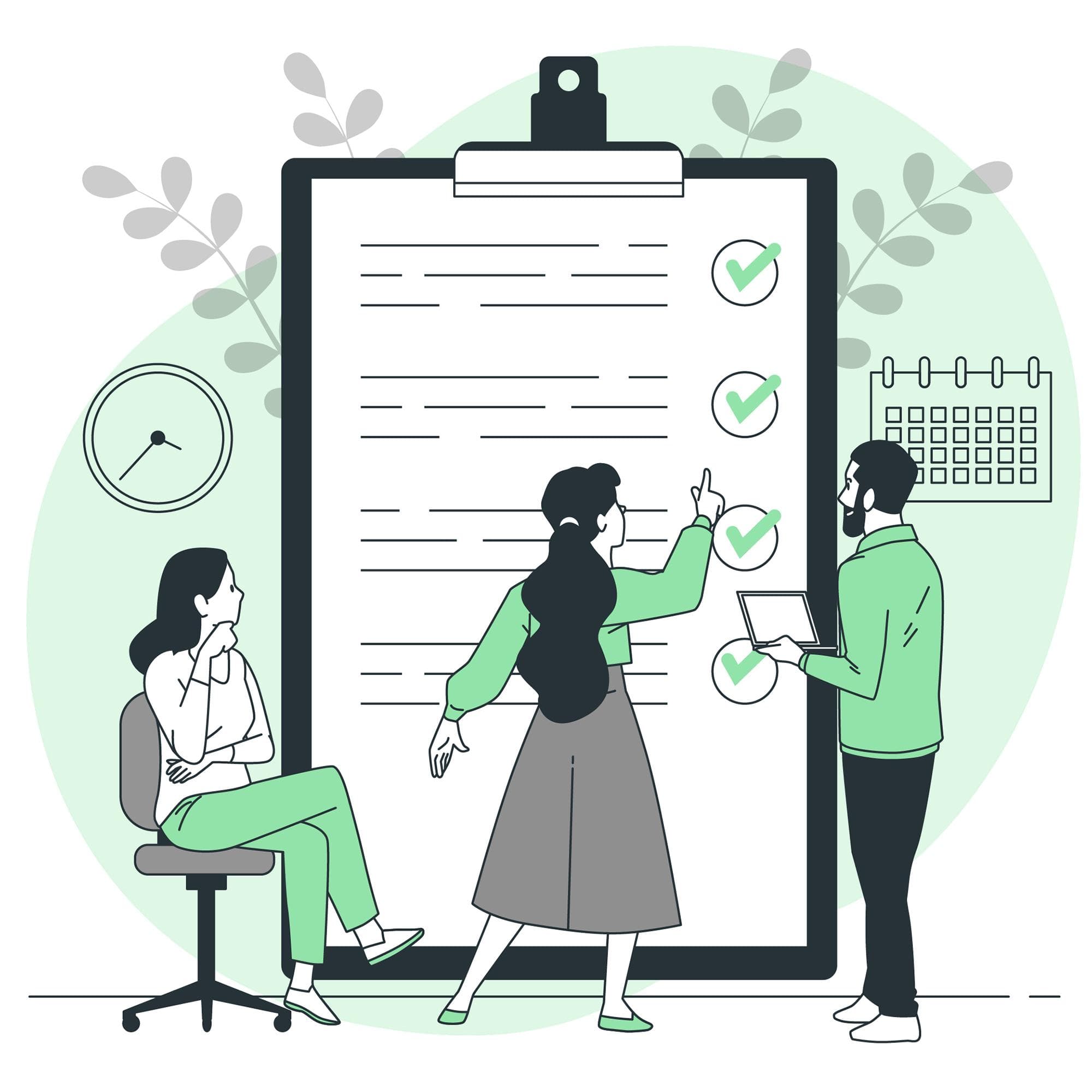 Person mit Checkliste